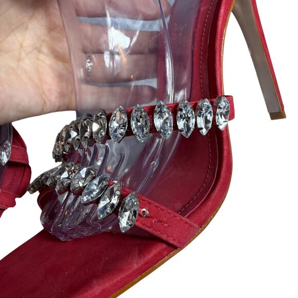 Schutz LINSEY Red Jewel Strap Heels – Size 9.5B - Picture 9 of 14